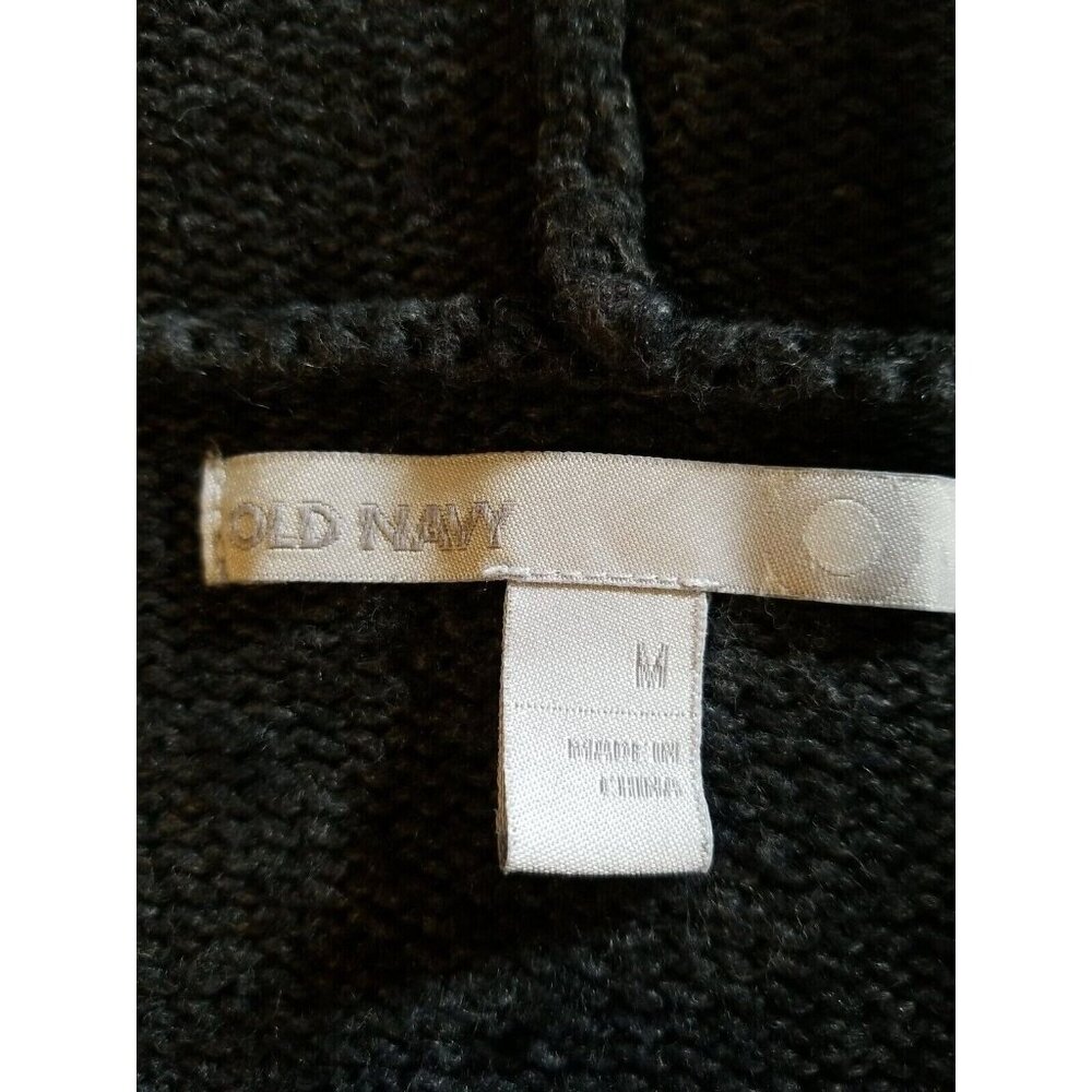 Hoodie Sweater Womens M Lamb Blend Long Sleeve Slub Cable Knit Charcoal - Picture 6 of 14